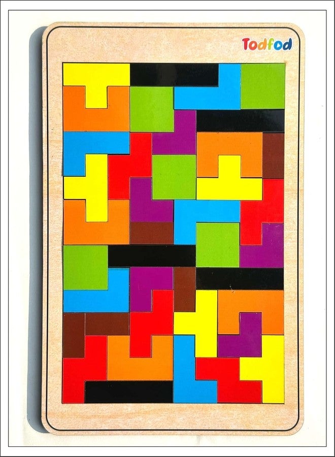 Todfod Hexa Tetris Puzzle Game for Kids Age 6 Plus, Educational Brain Teaser Toy with Colorful Geometric Pieces, Logic Thinking STEM Learning Activity for Boys Girls - Image 1